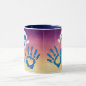 Robot Heart Hands on Sunset Gradient Tasse (Zentrum)