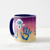 Robot Heart Hands on Sunset Gradient Tasse (Vorderseite Links)