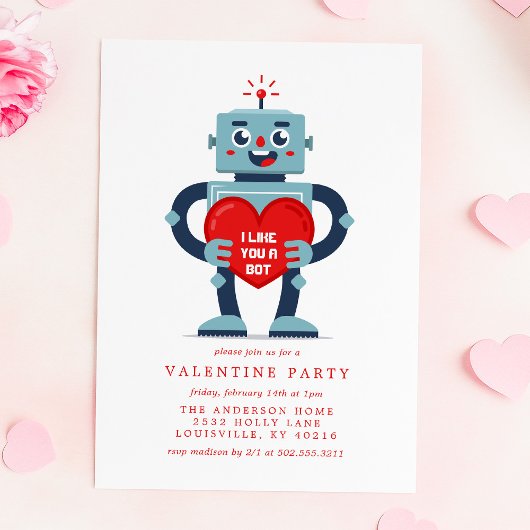 Robot Heart Niedlich Valentine's Day Party Einladung