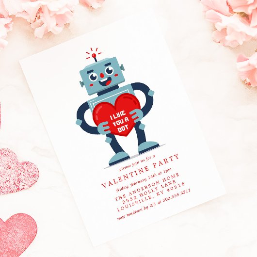 Robot Heart Niedlich Valentine's Day Party Einladung