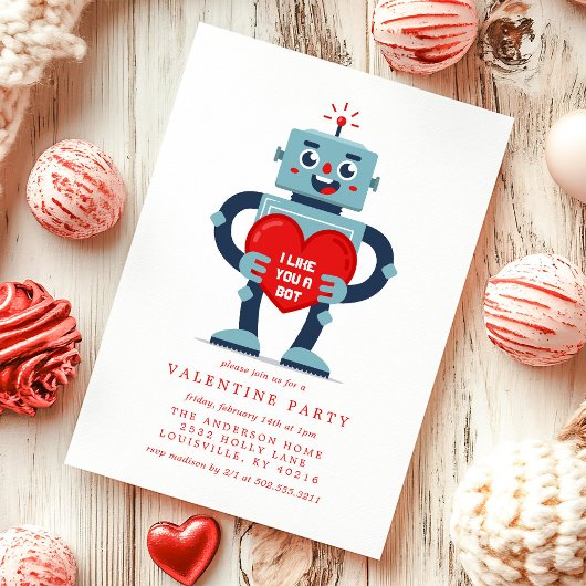 Robot Heart Niedlich Valentine's Day Party Einladung