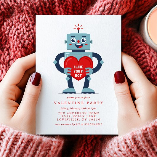 Robot Heart Niedlich Valentine's Day Party Einladung