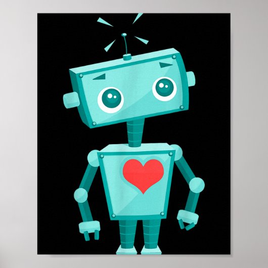 Robot Heart Valentine's Day For Kids Girls Poster (Vorne)