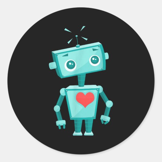 Robot Heart Valentine's Day For Kids Girls Runder Aufkleber (Vorderseite)