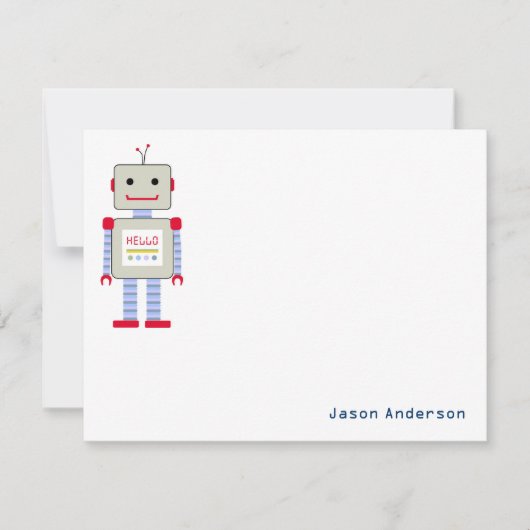 Robot "Hello" Stationery-Mitteilungskarten Mitteilungskarte (Vorderseite)
