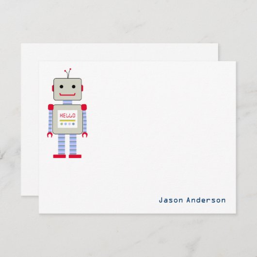 Robot "Hello" Stationery-Mitteilungskarten Mitteilungskarte (Vorne/Hinten)