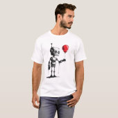 Robot Holding a Balloon - Minimalistische Kunst T-Shirt (Vorne ganz)