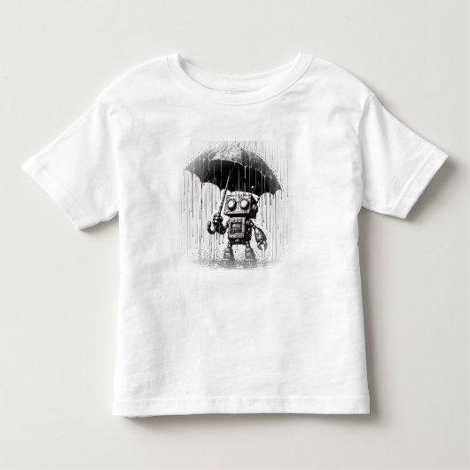 Robot holding an umbrella in the rain kleinkind t-shirt (Vorderseite)
