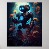 Robot Holding-Blume Poster (Vorne)