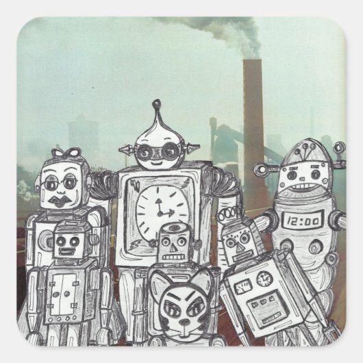 Robot Holiday 6 Quadratischer Aufkleber (Vorderseite)