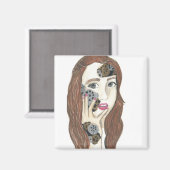 Robot Inside - 2 Zoll Square Magnet (Vorderseite/Rückseite)