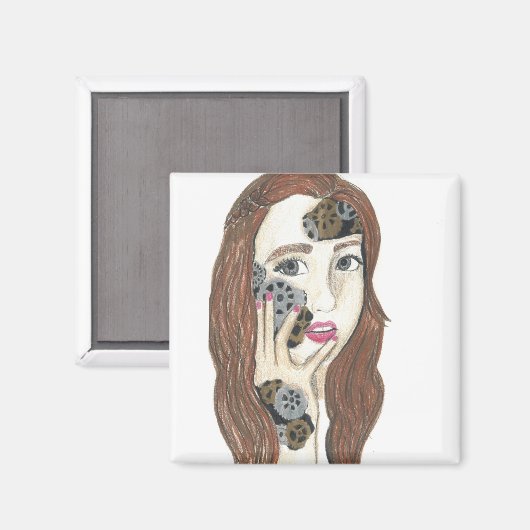 Robot Inside - 2 Zoll Square Magnet (Vorderseite/Rückseite)