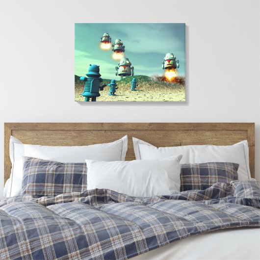 Robot Invasion aus dem über V2 gestuften Leinwand  (Insitu (Schlafzimmer))