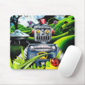 Robot Invasion - Science Fiction Artwork Mousepad (Mit Mouse)
