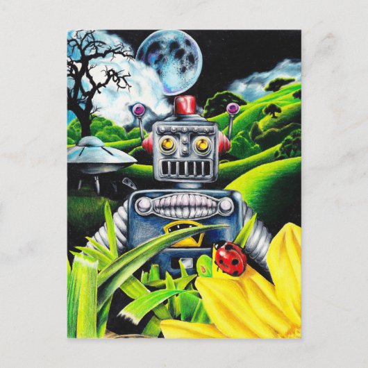 Robot Invasion - Science Fiction Artwork Postkarte (Vorderseite)