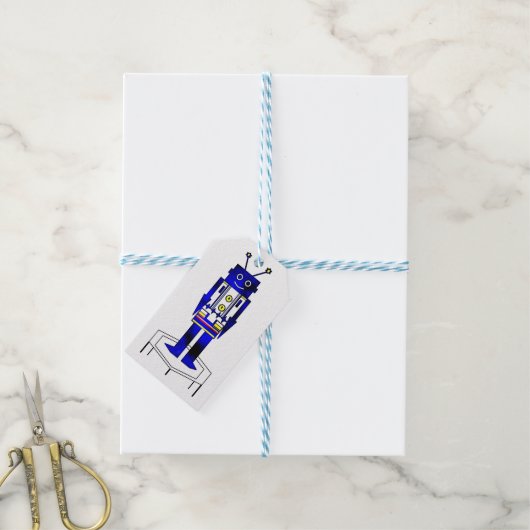 "Robot"-Jungs-Geschenkmarke Geschenkanhänger (Mit Garn)