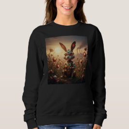 Robot Kaninchen auf einem Steampunk-Blumenfeld Sweatshirt