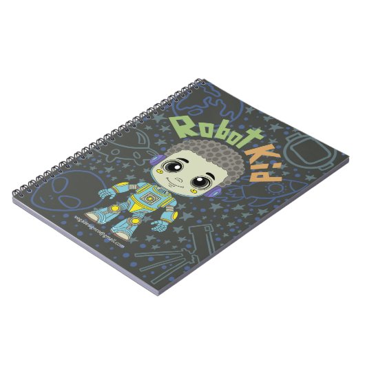 Robot kid Spiral Notebook Notizblock (Linke Seite)