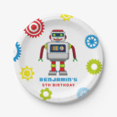 Robot-Kindergeburtstag-Papierplatte Pappteller (Vorderseite)