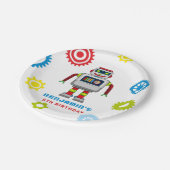 Robot-Kindergeburtstag-Papierplatte Pappteller (Schrägansicht)