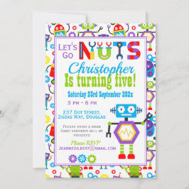 Robot Let's Go Nuts Geburtstagsparty Einladung