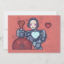Robot Liebe Chicken Droid Valentine Card