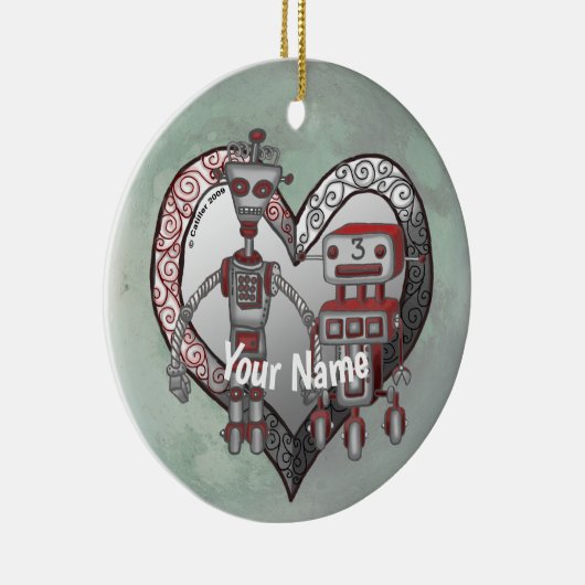 Robot-Liebe Keramik Ornament (Rechts)