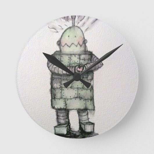 Robot-Liebe Runde Wanduhr (Vorderseite)