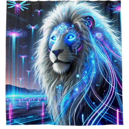 Robot Lion Art Duschvorhang (Vorderseite)