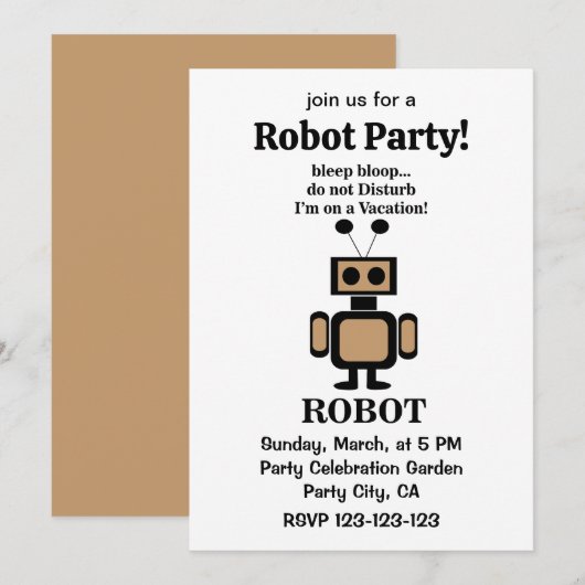 Robot Lustige Tech-Party Einladung (Vorne/Hinten)