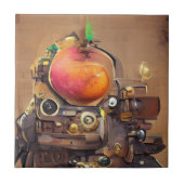 Robot Mango Kopf Steampunk digitale Kunst Fliese (Vorderseite)