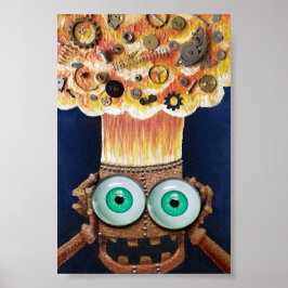 Robot mind blown Uhrwerk Steampunk Druckposter Poster