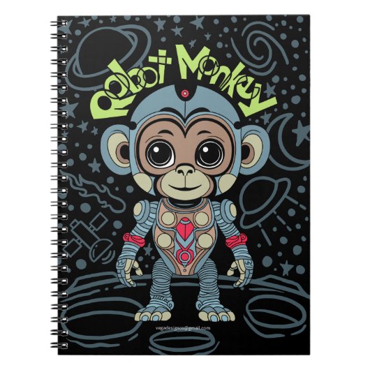 Robot Monkey Spiral Notebook Notizblock (Vorderseite)