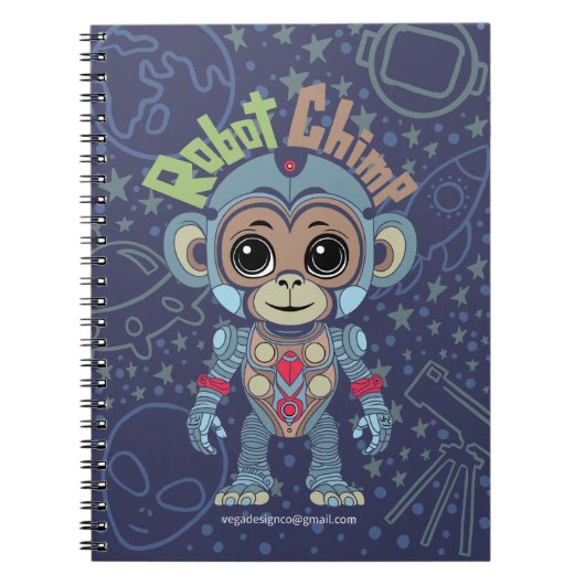 Robot Monkey Spiral Notebook Notizblock (Vorderseite)
