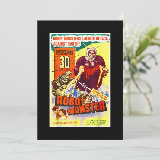 Robot Monster Halloween Horror Sci Fi Ape Outer Sp Einladung (Stehend Vorderseite)