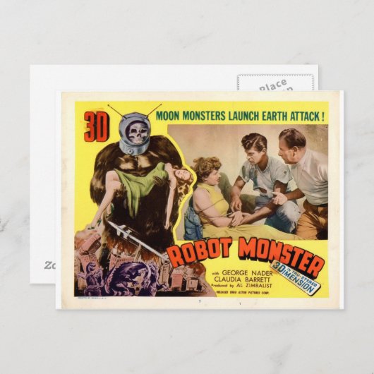 ROBOT MONSTER POSTCARD POSTKARTE (Vorne/Hinten)