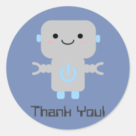 Robot Niedlicher Cartoon Vielen Dank Blue Runder Aufkleber