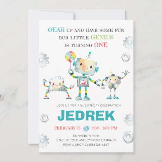 Robot One Einladung (Vorderseite)