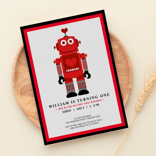Robot Party Birthday Party Einladung