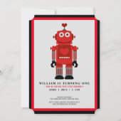 Robot Party Birthday Party Einladung (Vorderseite)