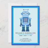 Robot Party Birthday Party Einladung (Vorderseite)
