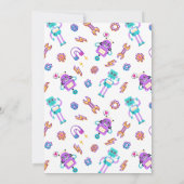 Robot Party Girl Pink Geburtstag Einladung (Rückseite)