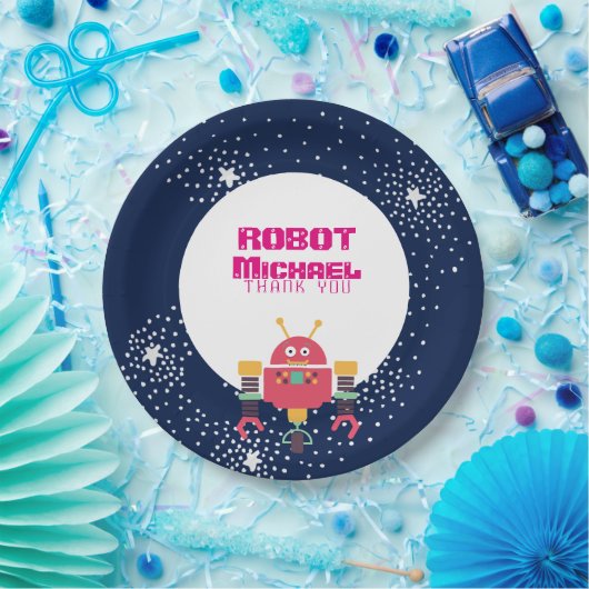 ROBOT Party liefert Blaurosa Sterne Nüsse an Bolze Pappteller (Party)