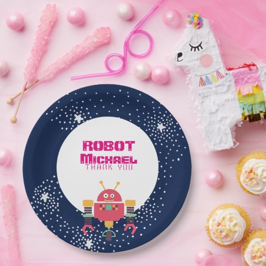 ROBOT Party liefert Blaurosa Sterne Nüsse an Bolze Pappteller (Party)