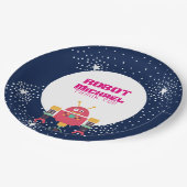 ROBOT Party liefert Blaurosa Sterne Nüsse an Bolze Pappteller (Schrägansicht)