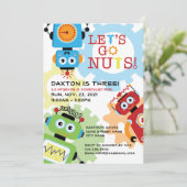 Robot Party Thema Geburtstag Einladung (Stehend Vorderseite)