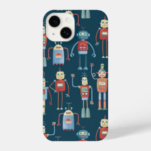 Robot Pattern Dark iPhone 14 Hülle