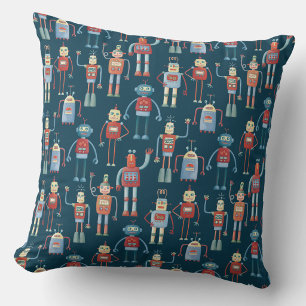 Robot Pattern Dark Kissen