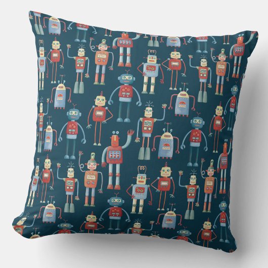 Robot Pattern Dark Kissen