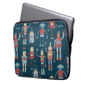 Robot Pattern Dark Laptopschutzhülle (Vorderseite Links)
